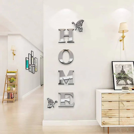 3D Acrylic HOME Letter Wall Decor with Butterflies