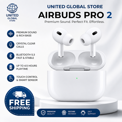 Airbuds Pro 2 Wireless Earbuds | Bluetooth 5.3, Rich Bass, Touch Control & Charging Case – Free Shipping