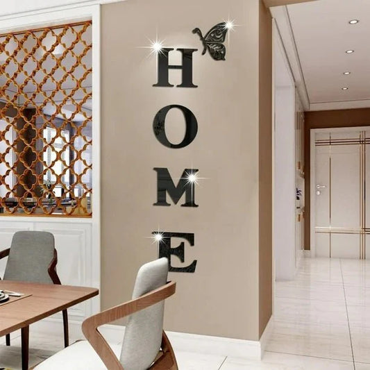 3D Acrylic HOME Letter Wall Decor with Butterflies